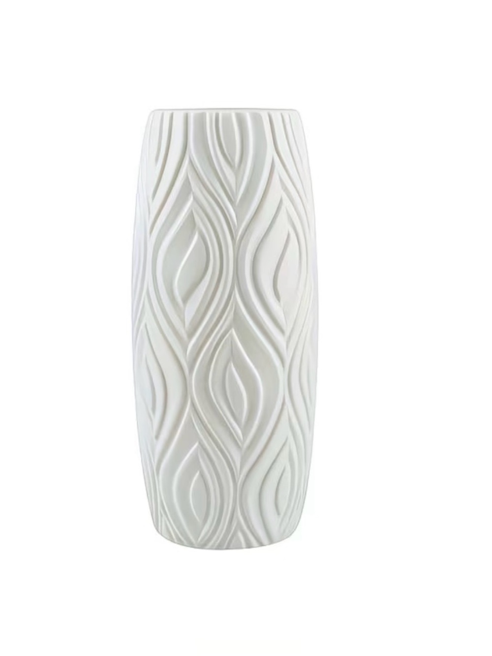 White Decorative Ceramic Floor Vase - Modern Wave Design